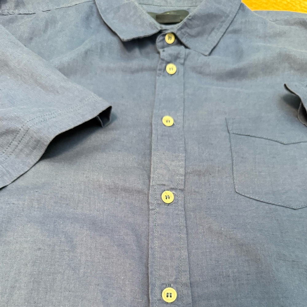 Shore Leave Blue Casual Button Down short Shirt in Linen.